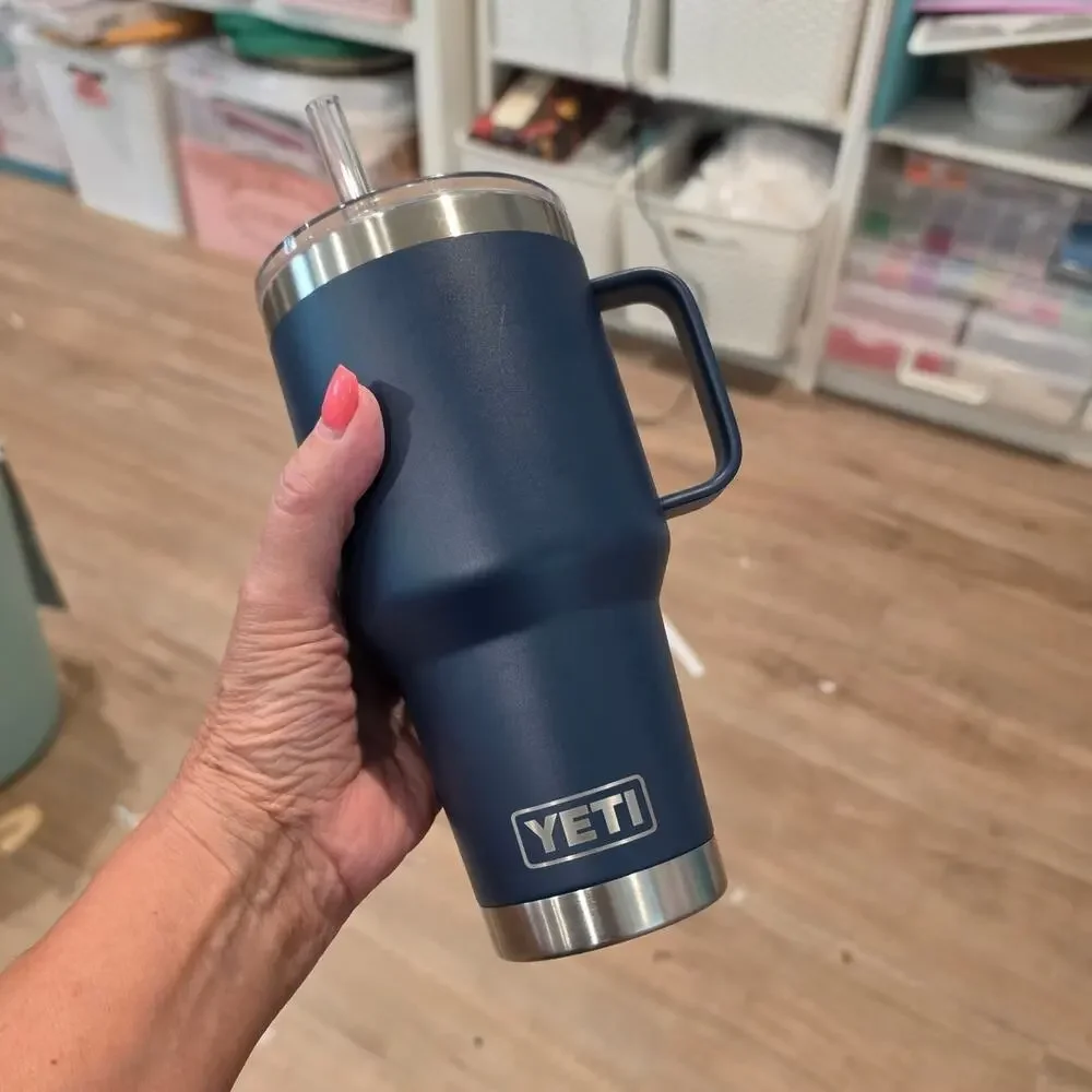 YETI Rambler / 35 Ounce /Navy Blue / Handle Travel Mug / Metal Tumbler